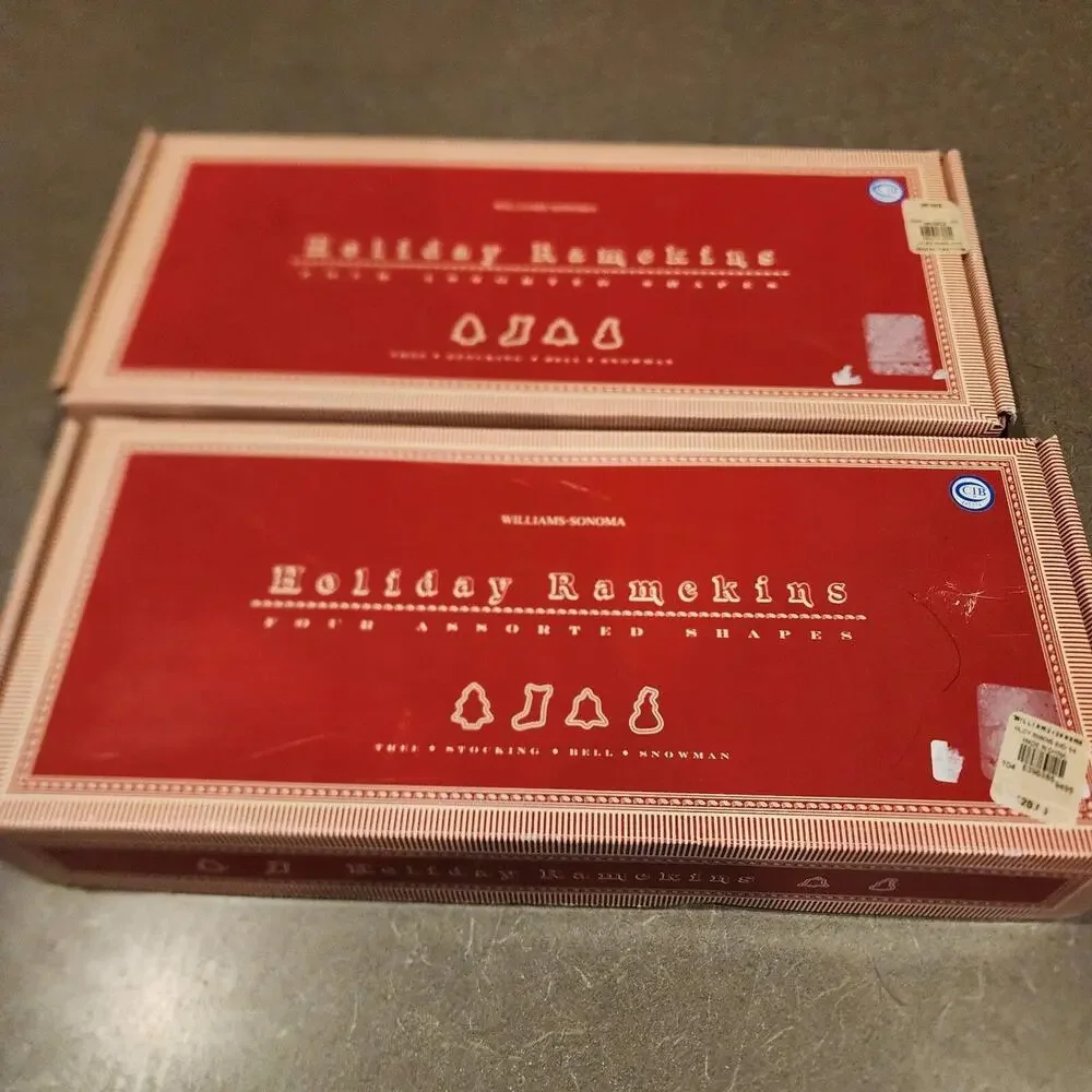 NEW 2 sets Williams Sonoma christmas holiday white  ramekins